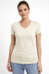 T-Shirt V Yaka Slim Fit Likralı Tişört Günlük Basic Body - Taş