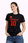 TÜRKİYE Ay Yıldız Baskılı 10 Numara Forma Tişört Taraftar T-Shirt - Siyah