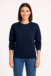 Üç İplik Düz Bisiklet Yaka SweatShirt - Lacivert