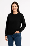 Üç İplik Düz Bisiklet Yaka SweatShirt  - Siyah