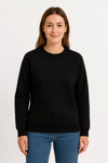 Üç İplik Düz Bisiklet Yaka SweatShirt  - Siyah
