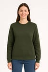 Üç İplik Düz Bisiklet Yaka SweatShirt - Haki