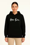 Üç İplik Kapşonlu ön Ve Arka Baskılı SweatShirt Hoodie- Siyah
