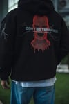 Üç İplik Kapüşonlu Baskılı Oversize SweatShirt- Siyah