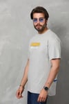 Unisex Basic Bisiklet Yaka Oversize T-Shirt - Gri