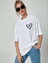 Unisex Baskılı Oversize T-Shirt - Beyaz