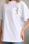 Unisex Baskılı Oversize T-Shirt - Beyaz