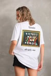 Unisex Baskılı Oversize T-Shirt - Beyaz