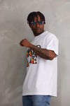 Unisex Baskılı Oversize T-Shirt - Beyaz