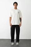 Unisex Baskılı Oversize T-Shirt - Beyaz