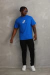 Unisex Baskılı Oversize T-Shirt - Mavi
