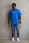 Unisex Baskılı Oversize T-Shirt - Mavi