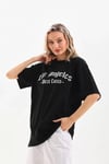 Unisex Baskılı Oversize T-Shirt - Siyah