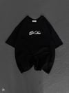 Unisex Baskılı Oversize T-Shirt - Siyah