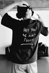 Unisex Baskılı Oversize T-Shirt - Siyah