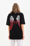 Unisex Baskılı Oversize T-Shirt - Siyah