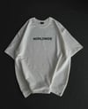 Unisex Bisiklet Yaka Baskılı Oversize T-Shirt - Beyaz