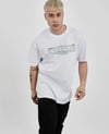 Unisex Bisiklet Yaka Baskılı Oversize T-Shirt - Beyaz