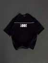 Unisex Bisiklet Yaka Baskılı Oversize T-Shirt - Siyah