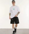 Unisex Bisiklet Yaka Baskılı Oversize T-Shirt - Beyaz