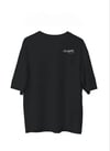 Unisex Bisiklet Yaka Baskılı Oversize T-Shirt - Siyah