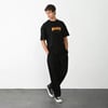 Unisex Bisiklet Yaka Baskılı Oversize T-Shirt - Siyah