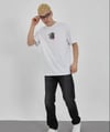 Unisex Bisiklet Yaka Baskılı Oversize T-Shirt - Beyaz