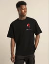 Unisex Bisiklet Yaka Baskılı Oversize T-Shirt - Siyah