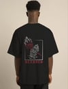 Unisex Bisiklet Yaka Oversize Baskılı T-Shirt - Siyah