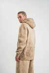 Unisex Double Oversize Kapşonlu Yıkamalı SweatShirt - Bej