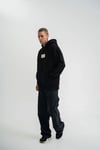 Unisex Kapşonlu Uzun Kol Patchli Nakışlı SweatShirt - Siyah