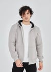 Unisex Tam Fermuarlı Kapşonlu  SweatShirt - Boyalı Gri
