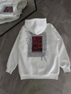 Uzun Kol Kapşonlu Ön Ve Arka Baskılı SweatShirt - Beyaz