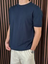 Bisiklet Yaka Yaka Triko Tshirt Lacivert