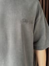 Nakışlı Yıkamalı Oversize Tshirt Gri