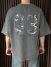 Nakışlı Yıkamalı Oversize Tshirt Gri