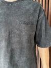 Nakışlı Yıkamalı Oversize Tshirt Siyah