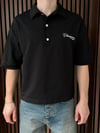 Polo Yaka Champions Baskılı Crop Tshirt Siyah