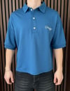 Polo Yaka Champions Baskılı Crop Tshirt Mavi