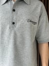 Polo Yaka Champions Baskılı Crop Tshirt Gri