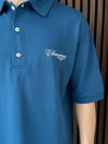 Polo Yaka Champions Baskılı Crop Tshirt Mavi