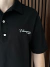 Polo Yaka Champions Baskılı Crop Tshirt Siyah