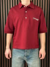 Polo Yaka Champions Baskılı Crop Tshirt Bordo