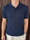 Polo Yaka Örgülü Triko Tshirt Lacivert