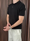 Polo Yaka Örgülü Triko Tshirt Siyah