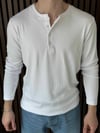 Uzun Kollu Düğmeli Tshirt Beyaz