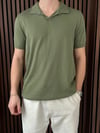 V Yaka Triko Tshirt Haki Yeşil