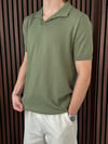 V Yaka Triko Tshirt Haki Yeşil