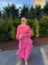Volanlı Kat Elbise / Pembe