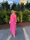 Volanlı Kat Elbise / Pembe